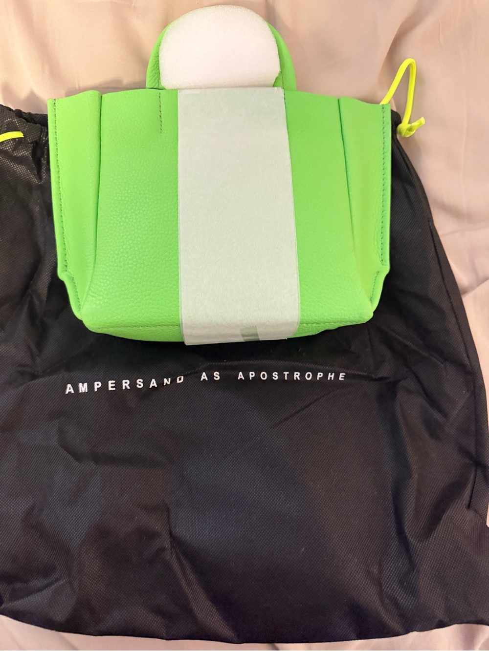 Ampersand As Apostrophe Neon Green Mini Tote Leather
